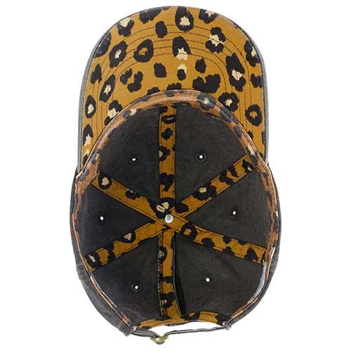 Women's Pigment Dyed Fashion Undervisor Cap - Black/Leopard - Image 3